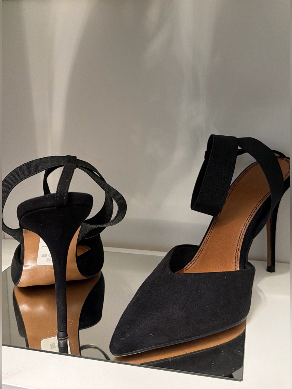 ASOS DESIGN Black Pointed Toe Stiletto Ankle Strap Heels